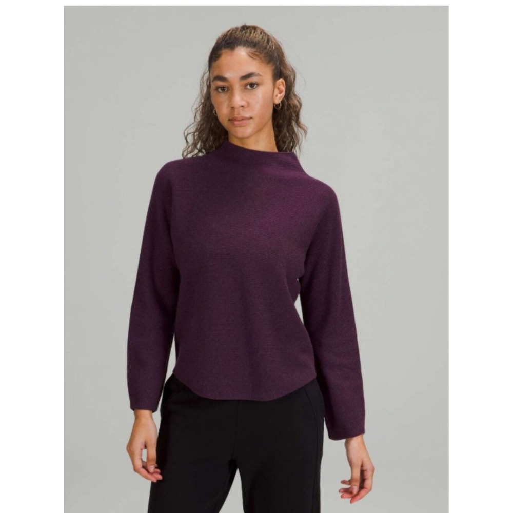Lululemon Boxy Cotton-Blend Sweater Heathered Vintage‎ Plum XS/S